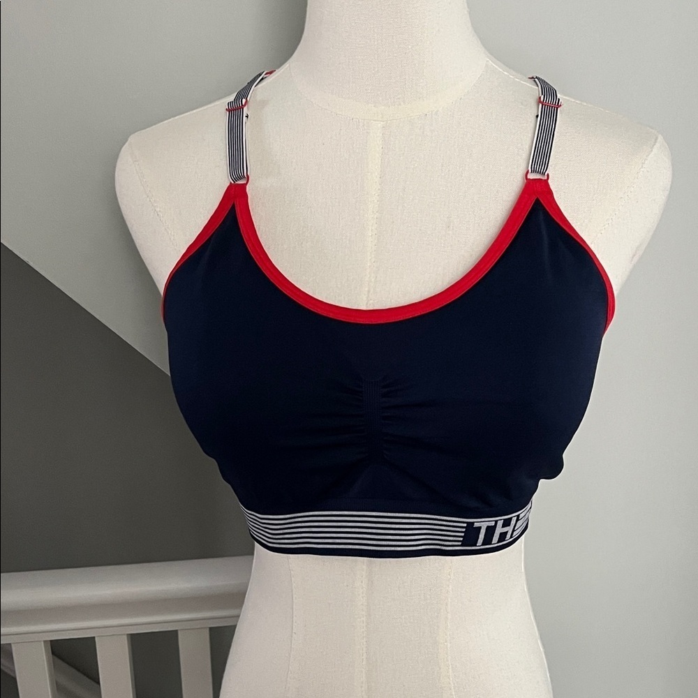 Tommy Hilfiger Navy Sports Bralette with Red Trim